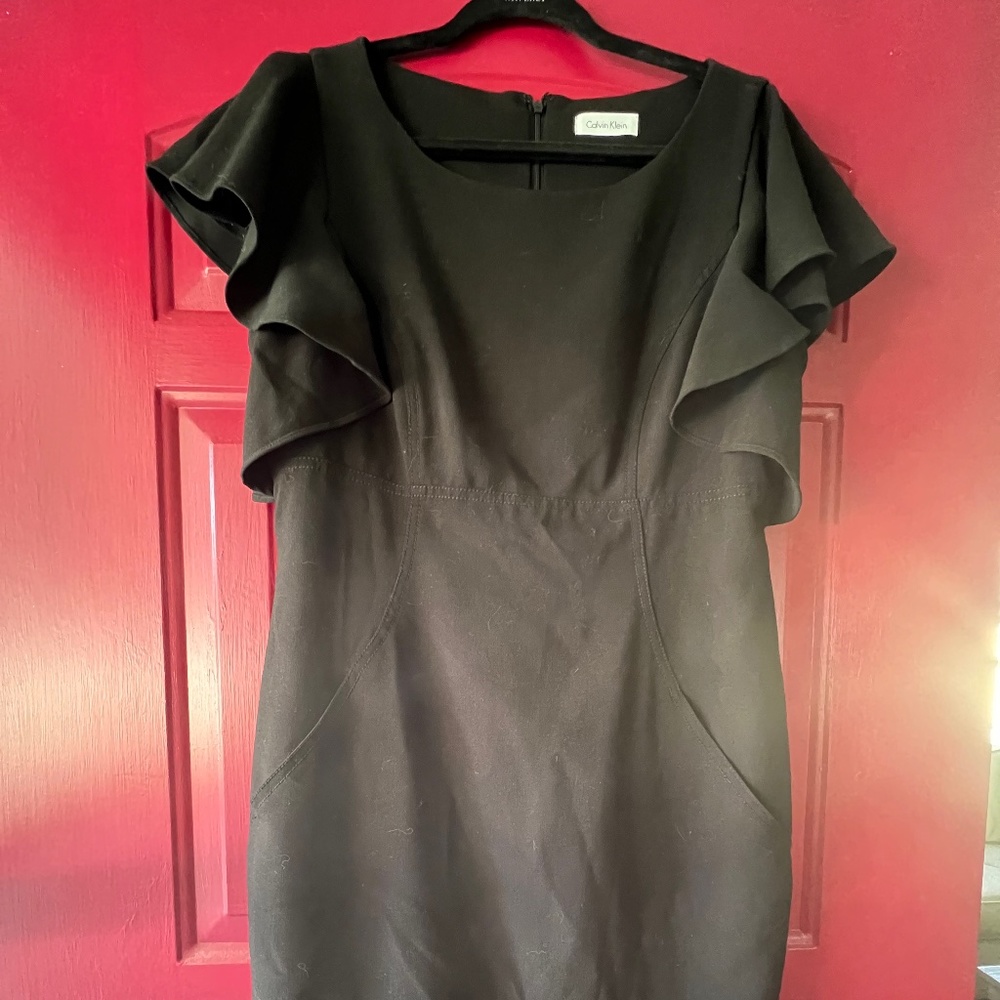 Calvin Klein Black Ruffle Sleeve Dress
